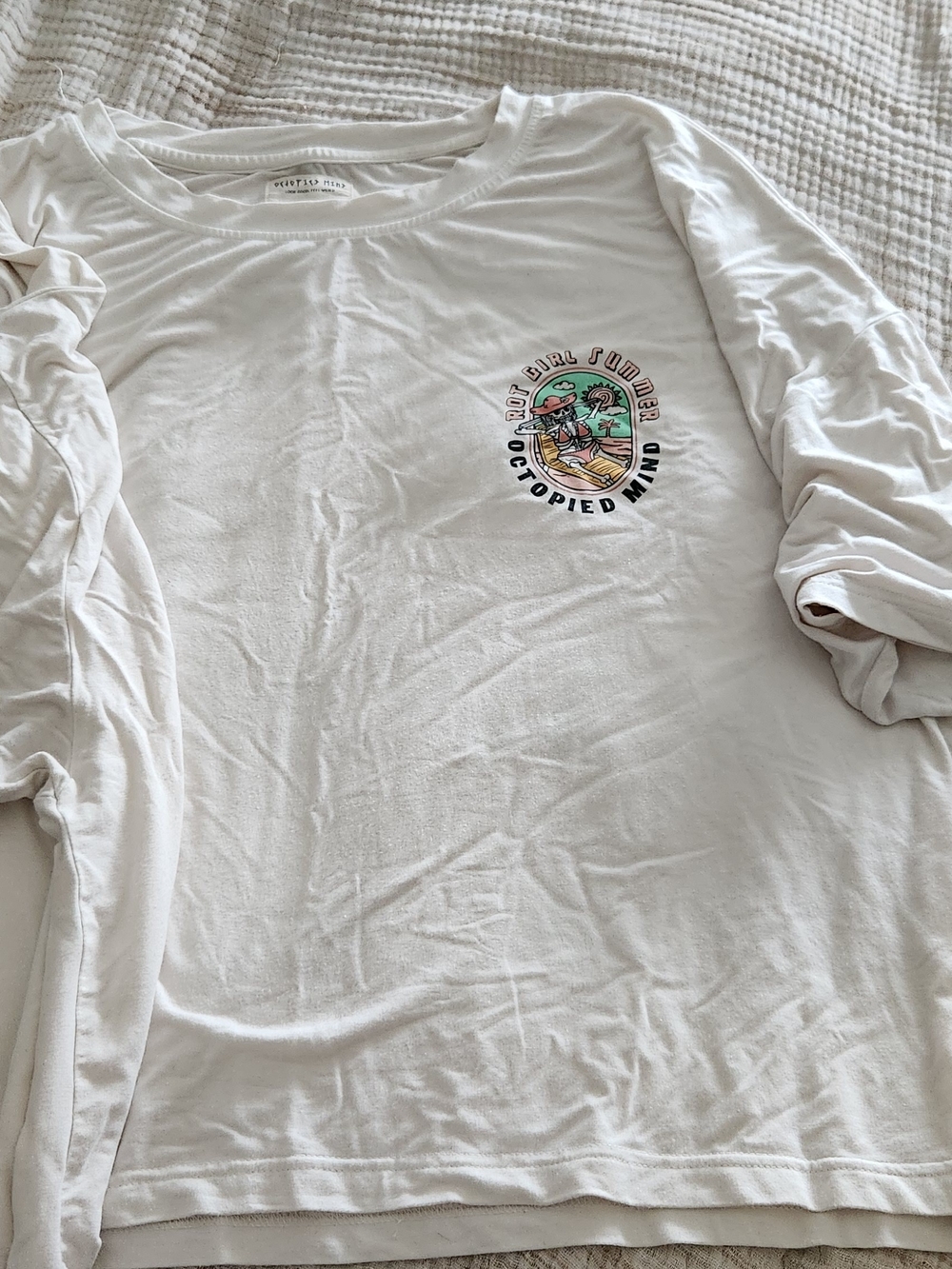 White Octopied Mind Rot Girl Summer Tee- Shirt